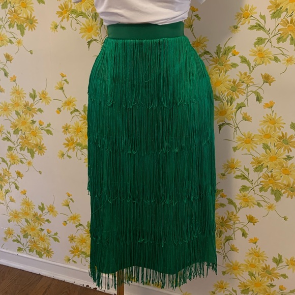 NWT Women Fringe Pencil Skirts green size medium - Picture 3 of 14